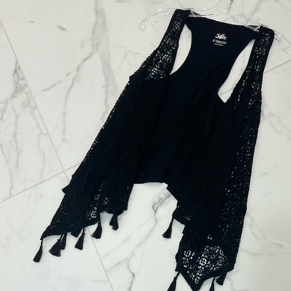 Girl’s Black Lace Tassel Vest {EUC}